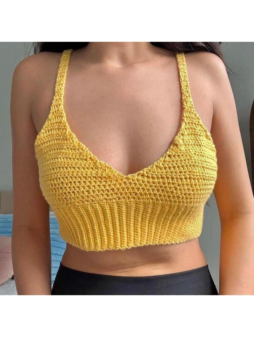 Handmade Yellow Crochet Knit Bralette